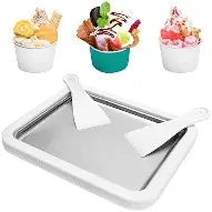 At-Home Rolled Ice Cream Maker Kit, Instant Freeze Plate with 2 Scrapers